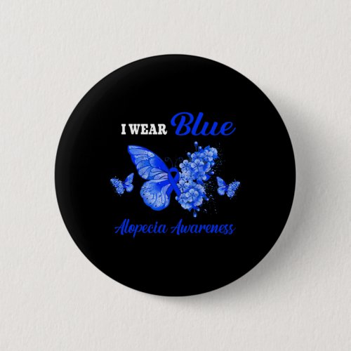 Awareness I Wear Blue Butterfly  Button