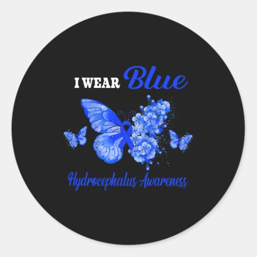 Awareness I Wear Blue Butterfly  Classic Round Sticker