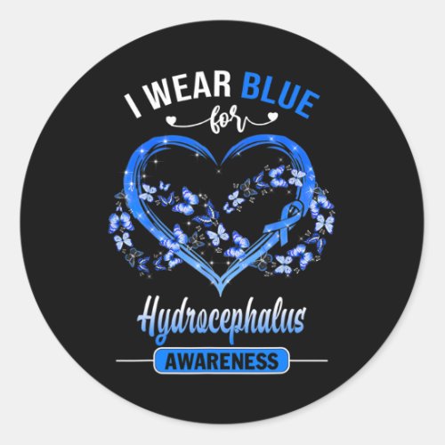 Awareness I Wear Blue Butterfly Heart  Classic Round Sticker