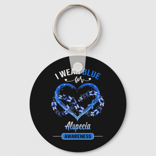 Awareness I Wear Blue Butterfly Heart  Keychain