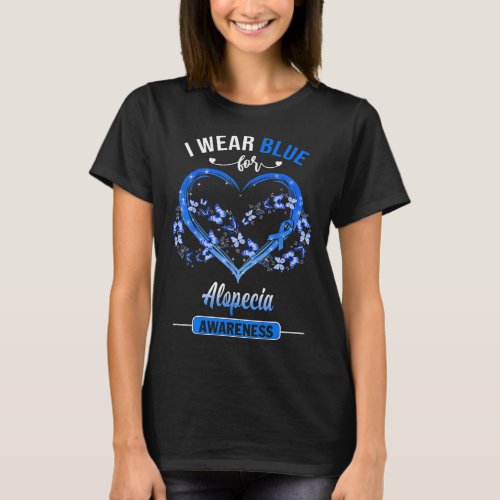 Awareness I Wear Blue Butterfly Heart  T_Shirt