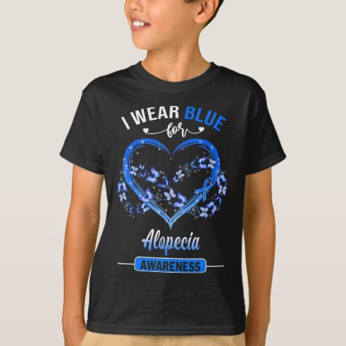 Awareness I Wear Blue Butterfly Heart  T_Shirt