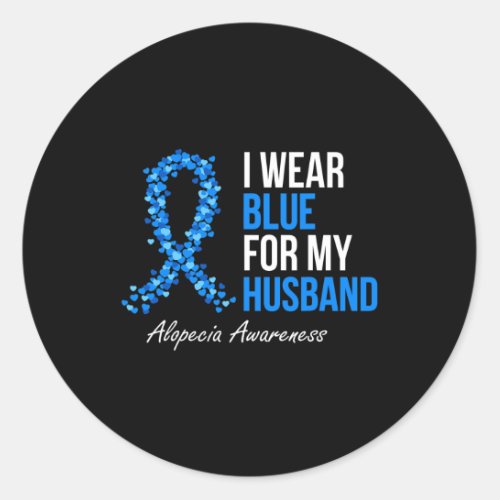 Awareness I Wear Blue For My Husband Blue Ribbon  Classic Round Sticker