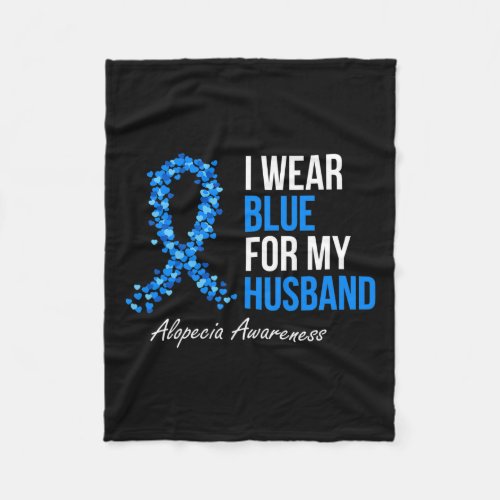 Awareness I Wear Blue For My Husband Blue Ribbon  Fleece Blanket