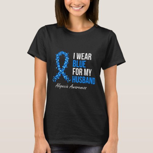 Awareness I Wear Blue For My Husband Blue Ribbon  T_Shirt