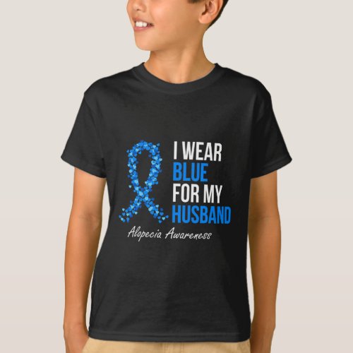 Awareness I Wear Blue For My Husband Blue Ribbon  T_Shirt