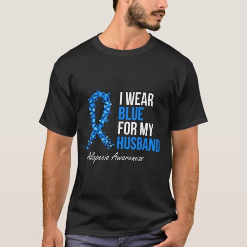 Awareness I Wear Blue For My Husband Blue Ribbon  T_Shirt