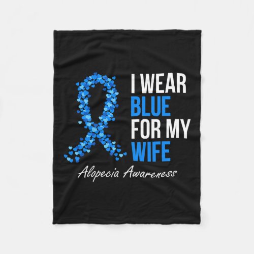 Awareness I Wear Blue For My Wife Blue Ribbon  Fleece Blanket