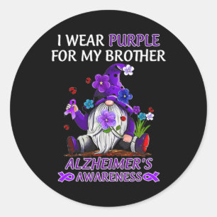 Awareness I Wear Purple For My Brother Gnome Classic Round Sticker
