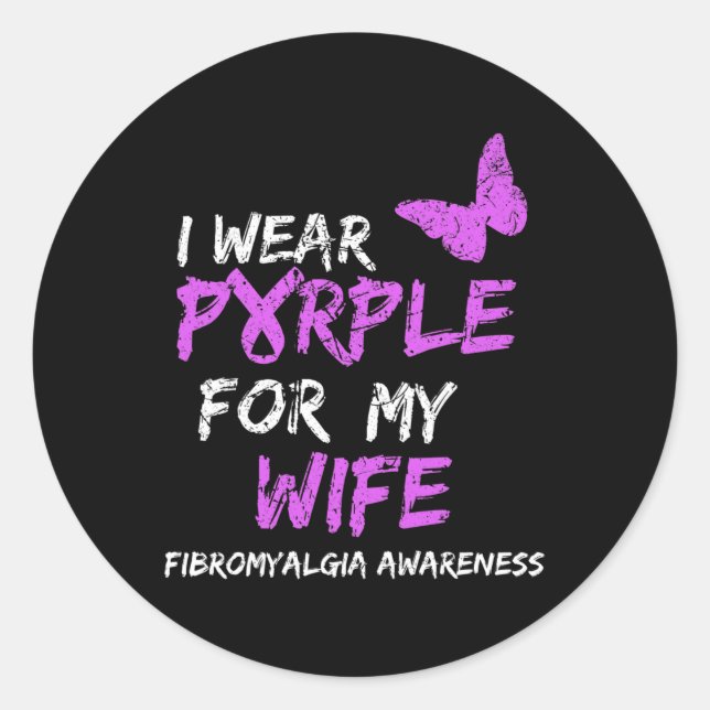 Awareness I Wear Purple For My Wife  Classic Round Sticker (Front)