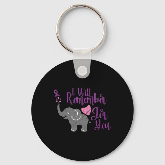 Awareness I Will Remember For You Cute Elephant  Keychain (Front)