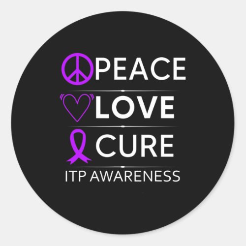 Awareness Idiopathic Purpura Purple Ribbon Love Cu Classic Round Sticker