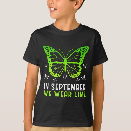 Awareness In September We Wear Lime Butterfly  T_Shirt