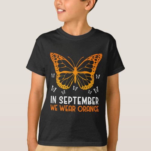 Awareness In September We Wear Orange Butterfly  T_Shirt