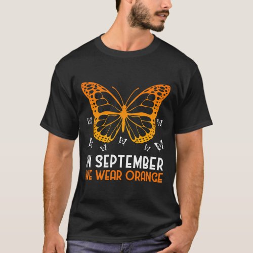 Awareness In September We Wear Orange Butterfly  T_Shirt