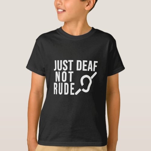 Awareness Just Deaf Not Rude Yellow Ribbon Asl Lan T_Shirt