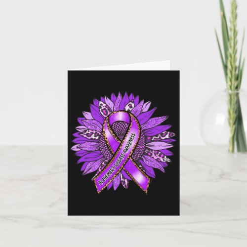 Awareness Leopard Sunflower Purple Ribbon  Card