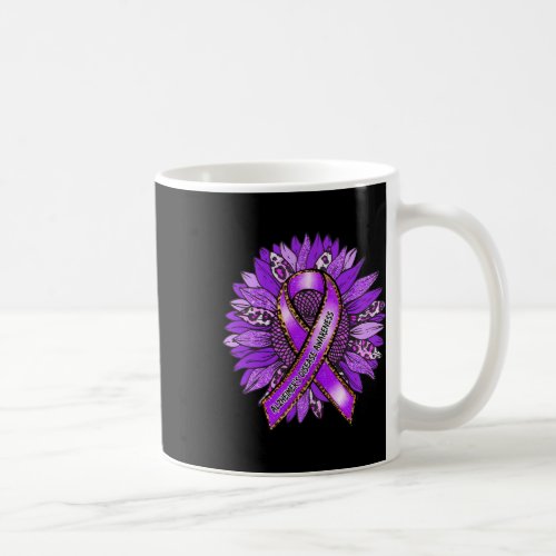 Awareness Leopard Sunflower Purple Ribbon  Coffee Mug