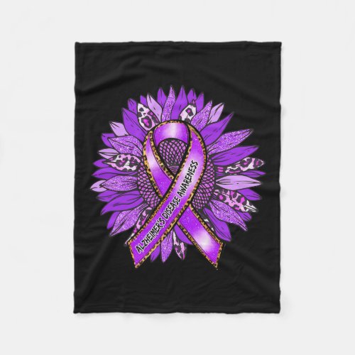 Awareness Leopard Sunflower Purple Ribbon  Fleece Blanket