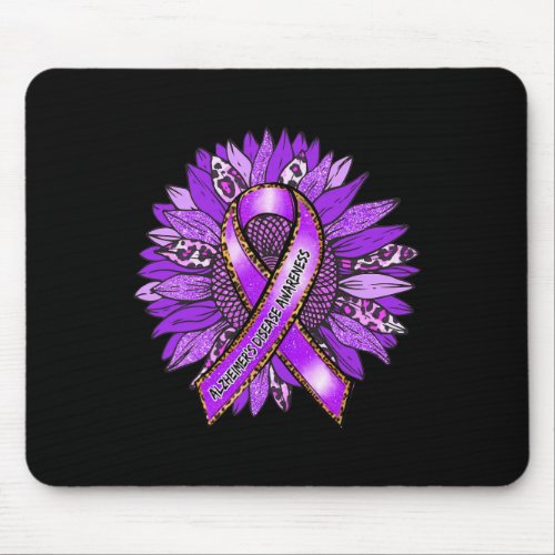 Awareness Leopard Sunflower Purple Ribbon  Mouse Pad