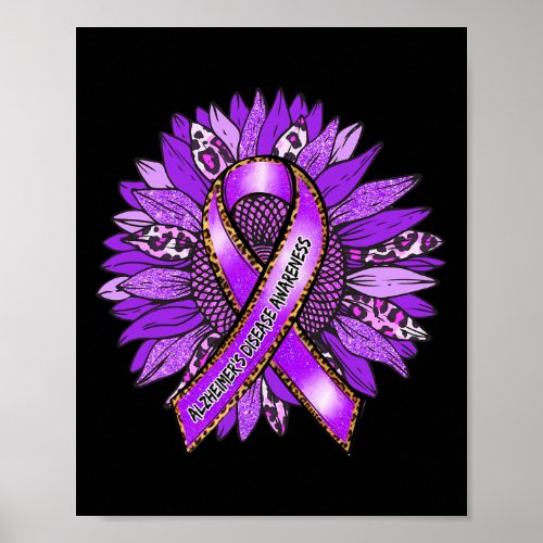 Awareness Leopard Sunflower Purple Ribbon  Poster