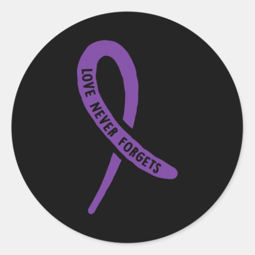 Awareness Love Never Forgets Purple Ribbon  Classic Round Sticker