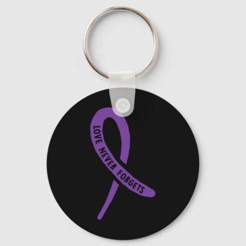 Awareness Love Never Forgets Purple Ribbon  Keychain