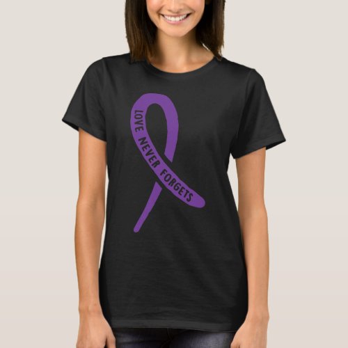 Awareness Love Never Forgets Purple Ribbon  T_Shirt