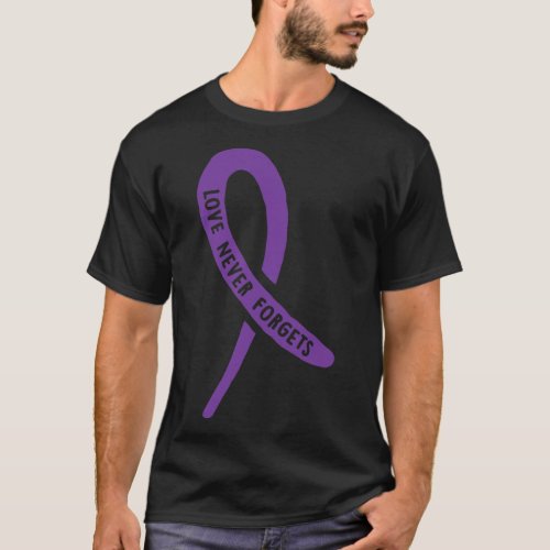 Awareness Love Never Forgets Purple Ribbon  T_Shirt