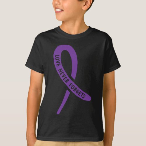 Awareness Love Never Forgets Purple Ribbon  T_Shirt