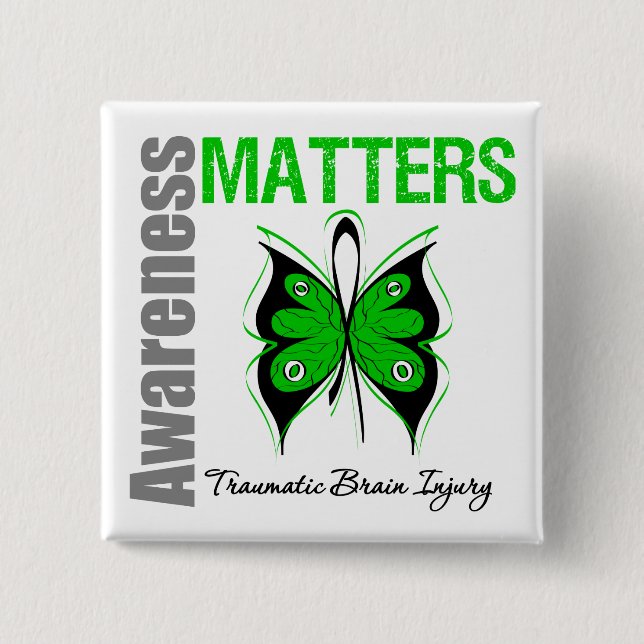 Awareness Matters Butterfly Traumatic Brain Injury Button (Front)