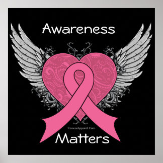Awareness Matters Grunge Heart - Breast Cancer Poster