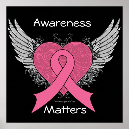 Awareness Matters Grunge Heart _ Breast Cancer Poster