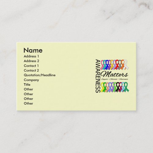 Awareness Matters Ribbons Of Cancer Business Cards