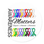 Awareness Matters Ribbons Of Cancer Classic Round Sticker