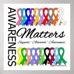 Awareness Matters Ribbons Of Cancer Poster