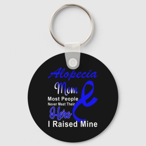 Awareness Mom Mother Support Blue Ribbon  Keychain