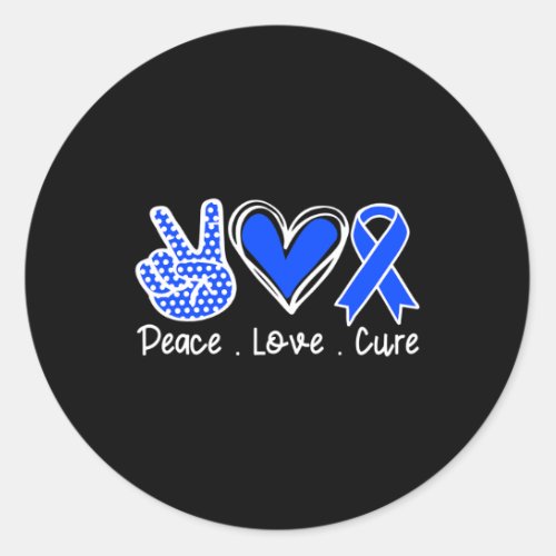 Awareness Month Blue Ribbon Peace Love Cure Faith  Classic Round Sticker