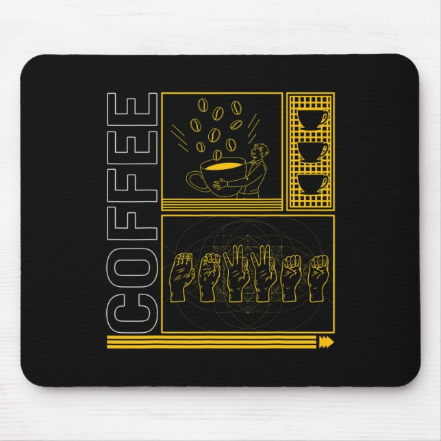 Awareness Month Coffee Asl Lover Trendy Love Deaf  Mouse Pad (Front)