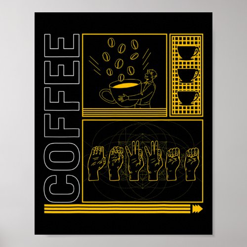 Awareness Month Coffee Asl Lover Trendy Love Deaf  Poster