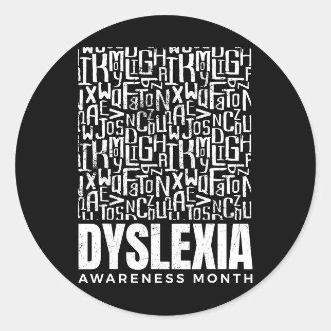 Awareness Month Dyslexia Warrior Dyslexic  Classic Round Sticker (Front)