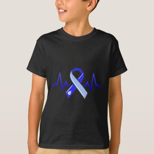 Awareness Month Heartbeat Blue Ribbon  T_Shirt