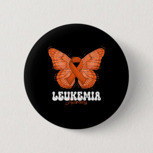 Awareness Month Orange Ribbon Butterfly Button