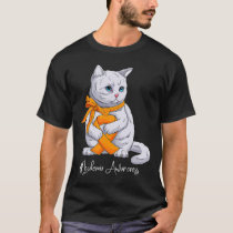 Awareness Month Orange Ribbon Cat  T-Shirt