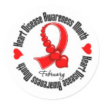 Awareness Month Ribbon - Heart Disease Classic Round Sticker