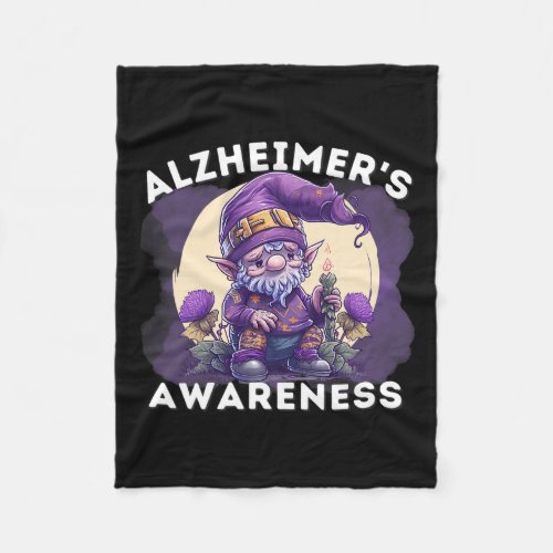 Awareness Month T Heimer Gnome Purple Ribbons  Fleece Blanket