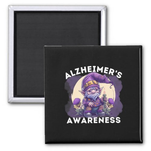 Awareness Month T Heimer Gnome Purple Ribbons  Magnet