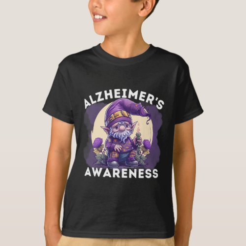 Awareness Month T Heimer Gnome Purple Ribbons  T_Shirt