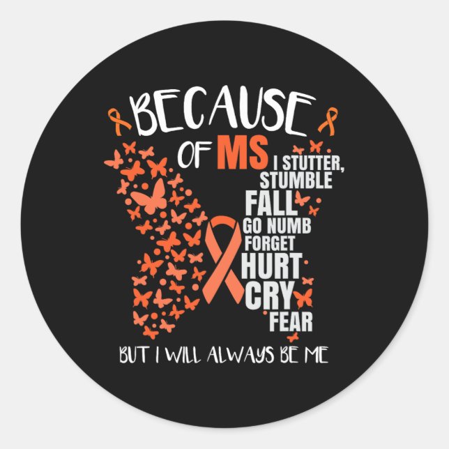 Awareness Multiple Sclerosis Butterfly  Classic Round Sticker (Front)