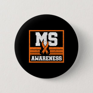 Awareness Multiple Sclerosis Orange Autoimmune Dis Button